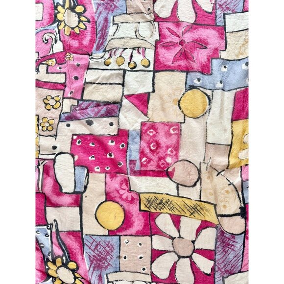 Unbranded Pink Purple Modernist Abstract Silk Chiffon 34" x 31" Square Scarf - Picture 2 of 11